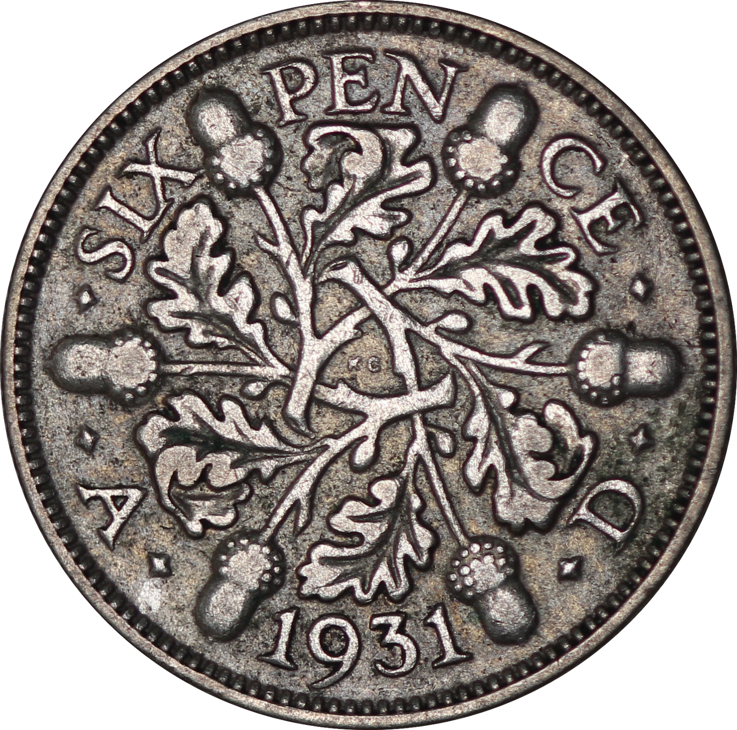 1931 King George V Lucky British Silver Sixpence Coin - F - S.4041