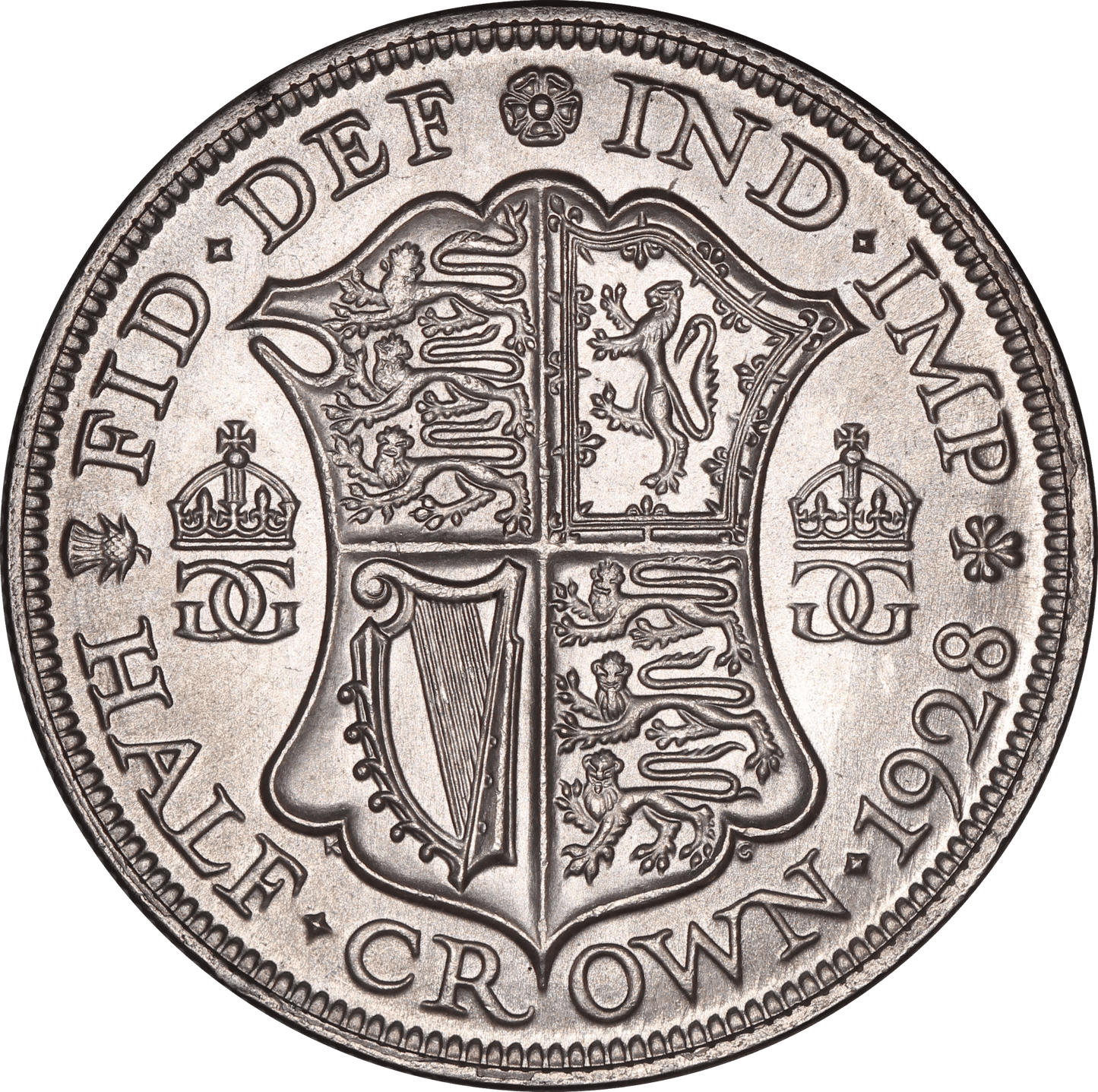 1928 King George V Half Crown Coin - AUNC - S.4037
