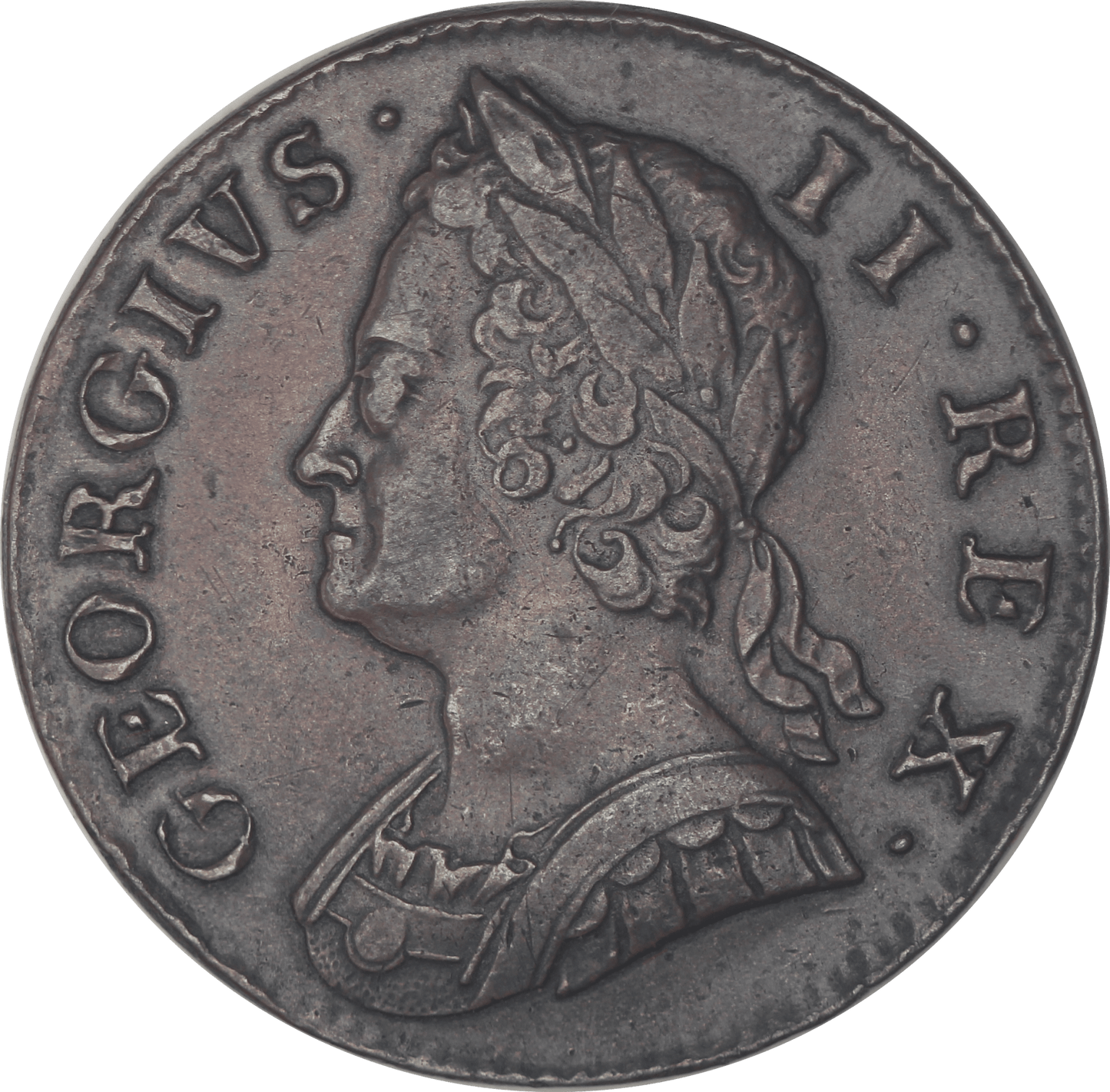 1751 King George II Halfpenny - EF - S.3719
