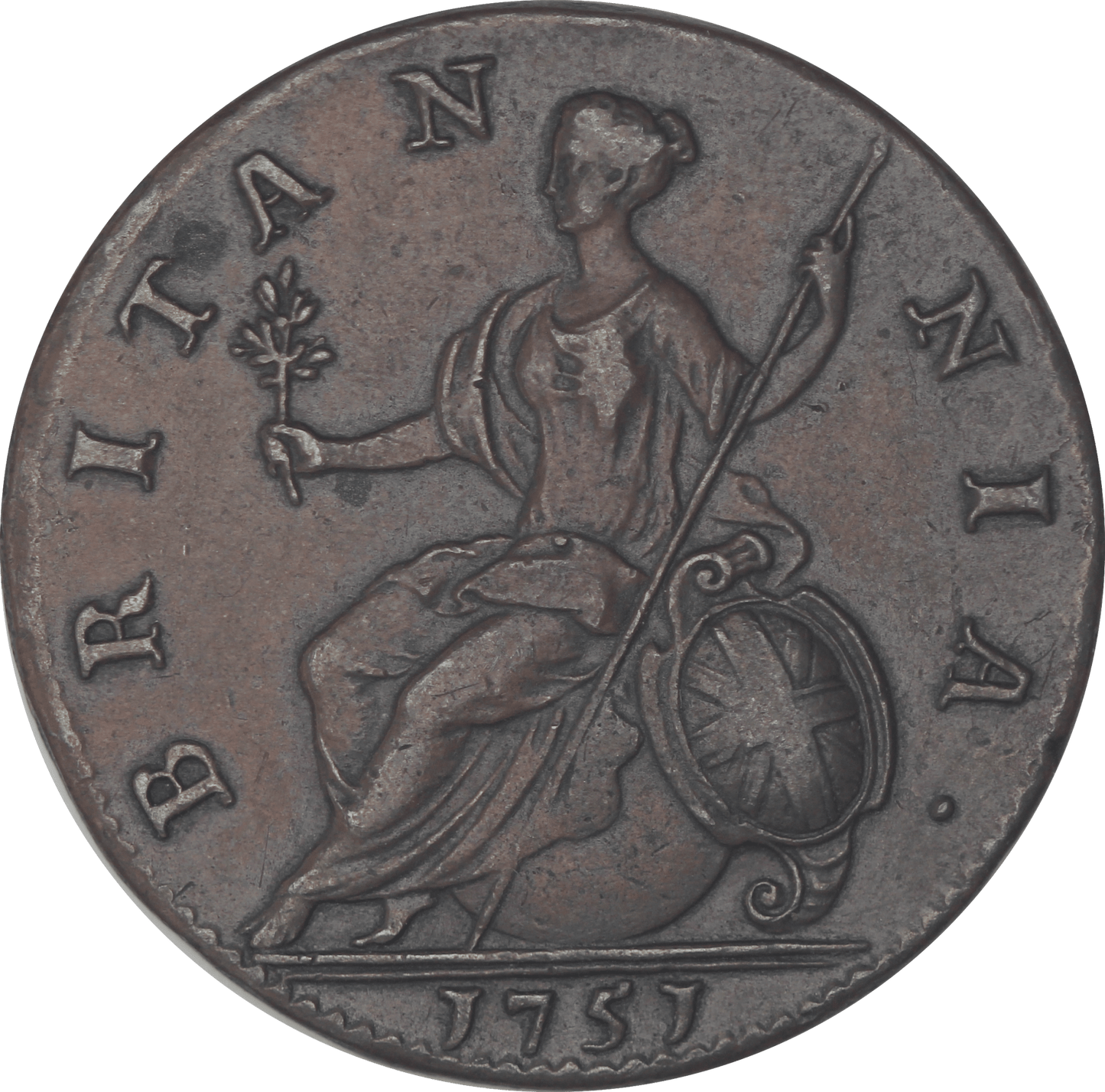 1751 King George II Halfpenny - EF - S.3719