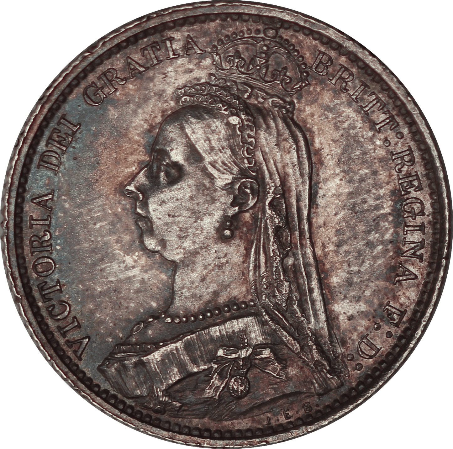 1887 Queen Victoria Wreath Sixpence - EF - S.3929