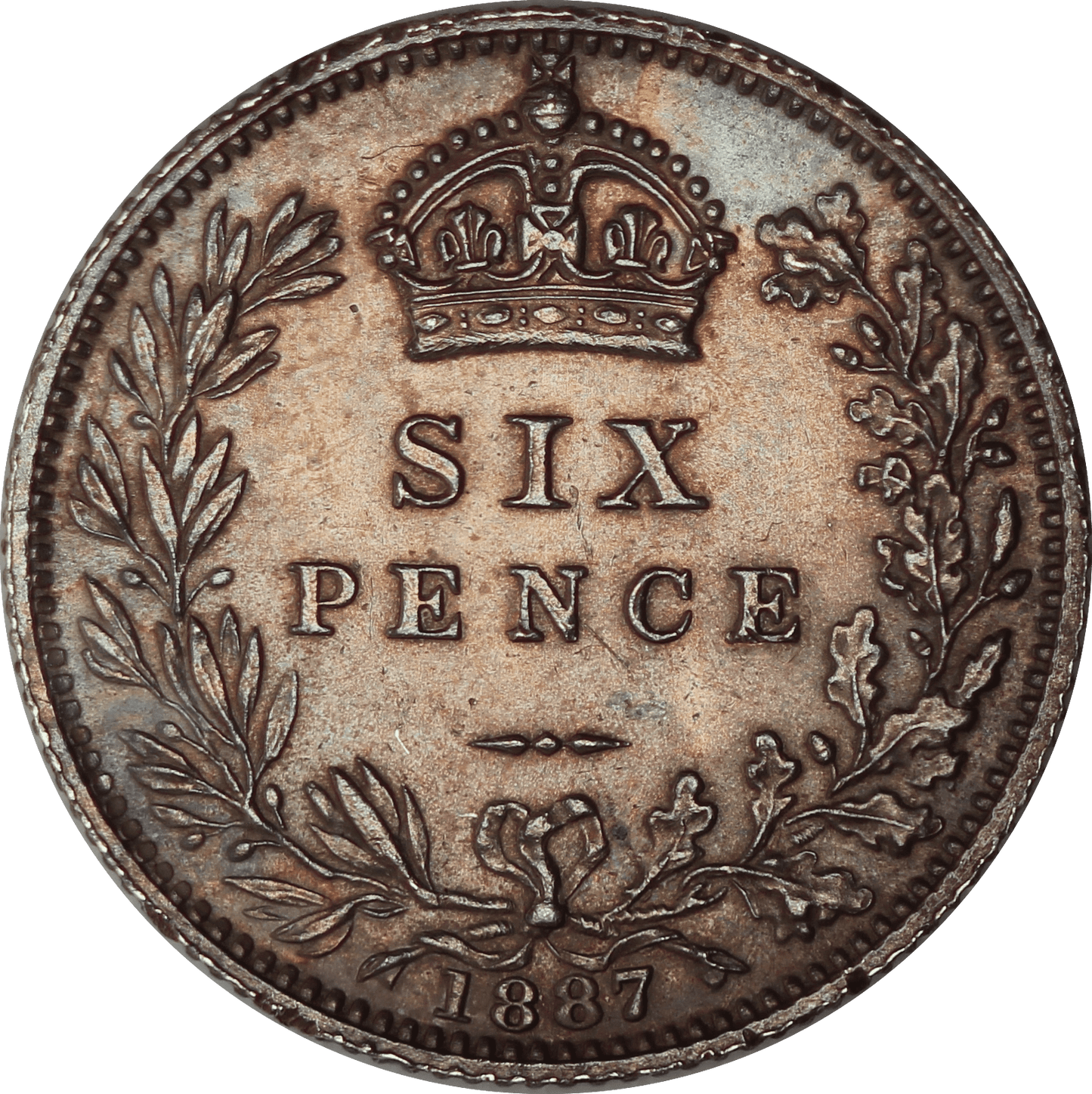 1887 Queen Victoria Wreath Sixpence - EF - S.3929