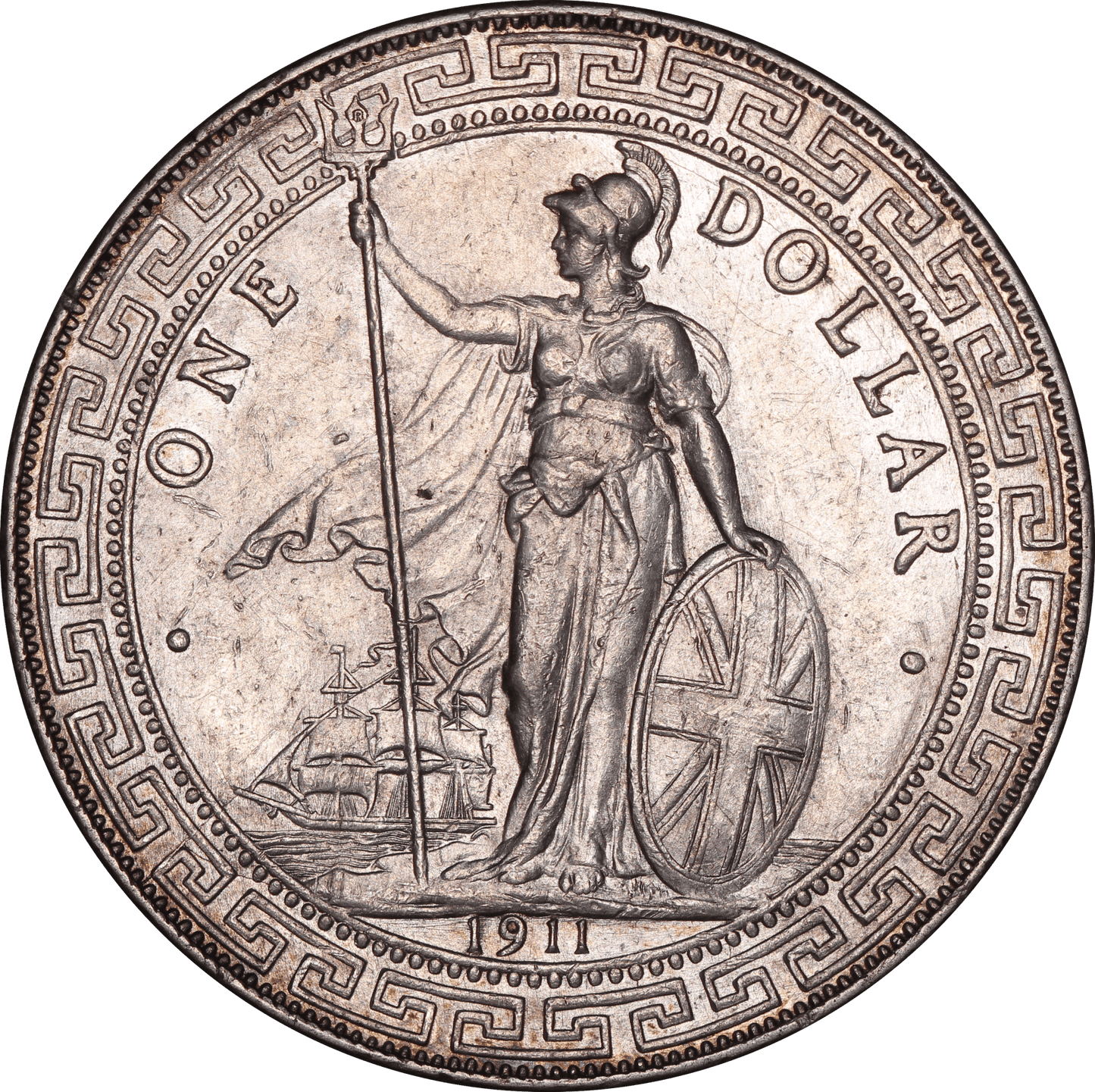 1911 King George V British Trade Dollar Coin - EF - Bombay Mint