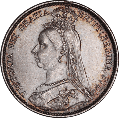 1889 Queen Victoria Sixpence - EF - SPINK 3929 Dies 1+C