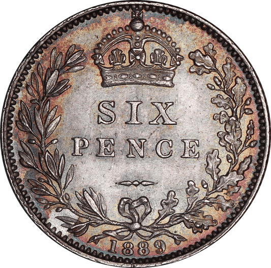 1889 Queen Victoria Sixpence - EF - SPINK 3929 Dies 1+C