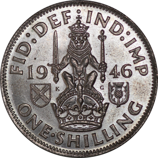 1946 King George VI Scottish Silver One Shilling Coin - AUNC - SPINK 4083