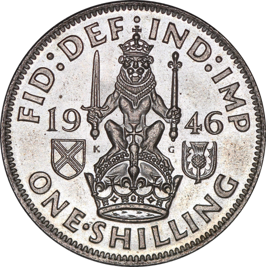 1946 King George VI Scottish Silver One Shilling Coin - AUNC - SPINK 4083