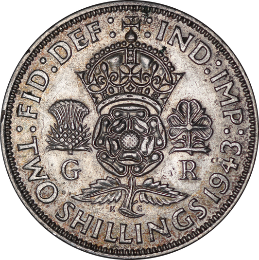 1943 King George VI British Silver Florin Coin - VF - SPINK 4081