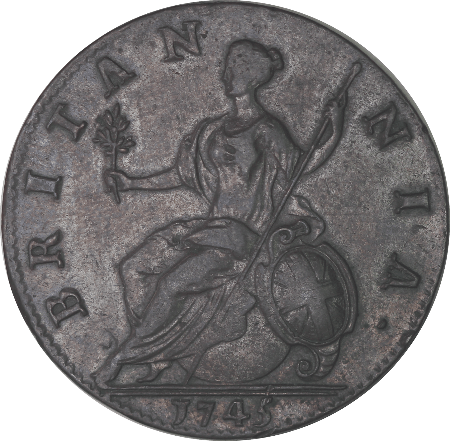 1745 King George II Halfpenny - VF - SPINK 3718