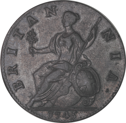 1745 King George II Halfpenny - VF - SPINK 3718