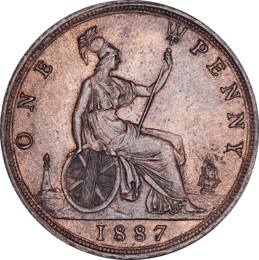 1887 Queen Victoria Penny - UNC - SPINK 3954 Dies 12+N