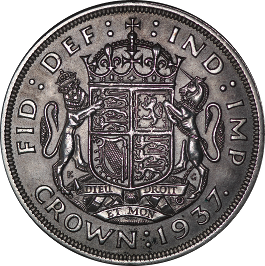 1937 King George VI British Silver Crown Coin - EF - SPINK 4078