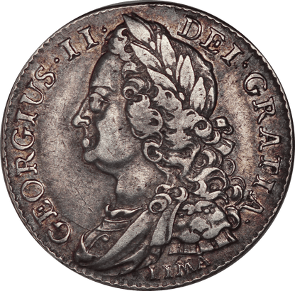 1745 King George II LIMA Shilling - VF - SPINK 3703