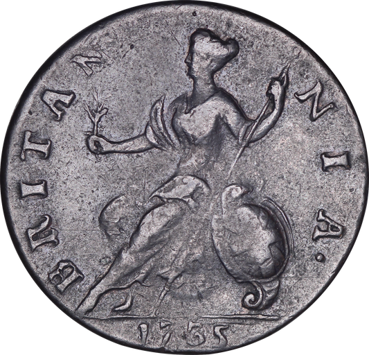 1735 King George II Halfpenny - VF - SPINK 3717