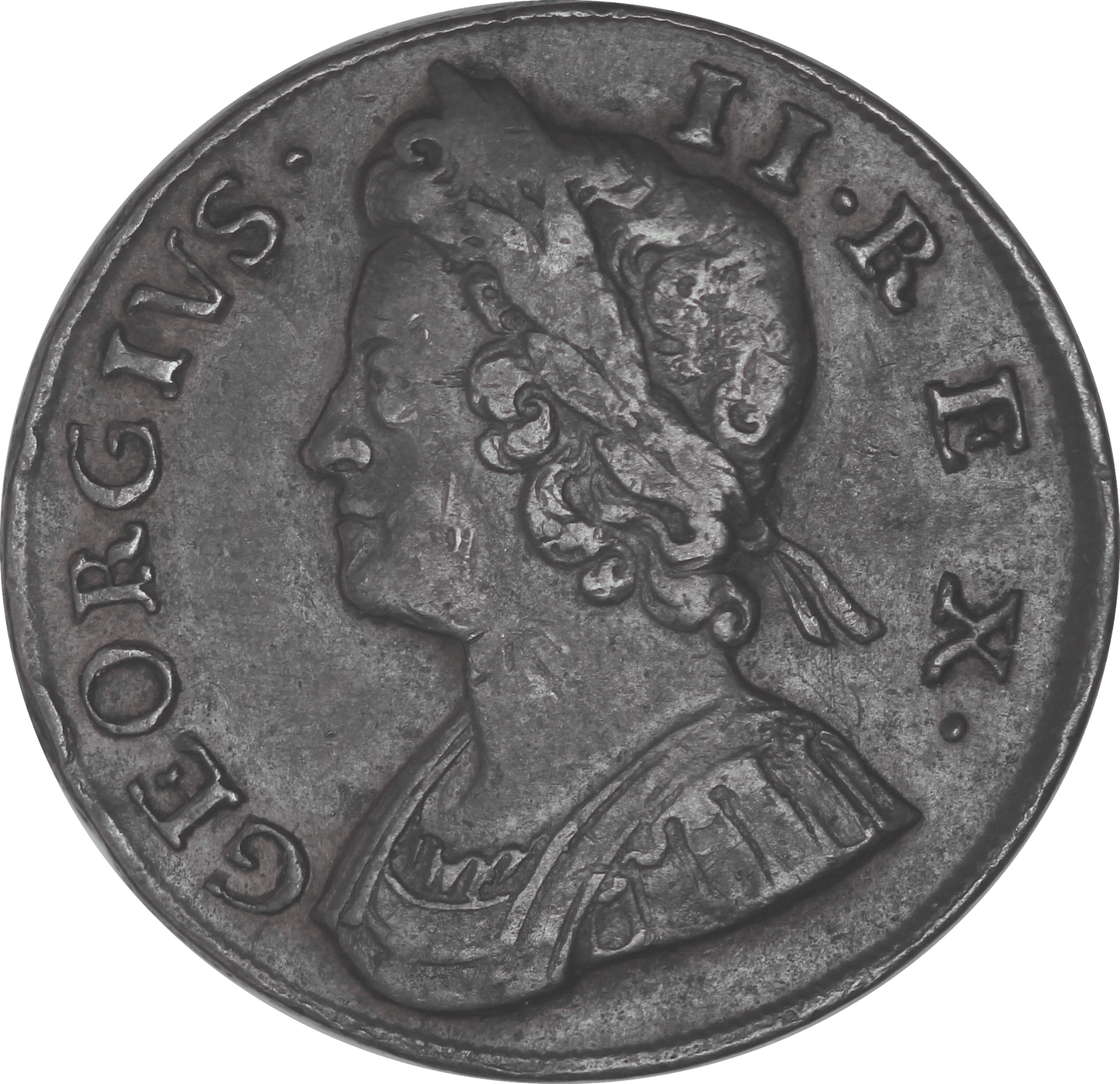 1735 King George II Halfpenny - VF - SPINK 3717