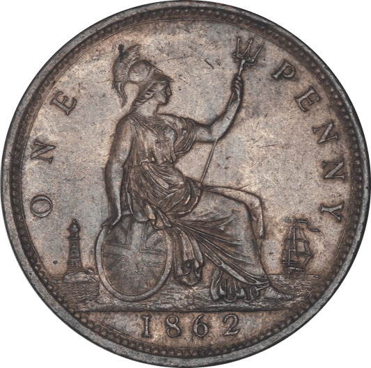 1862 Queen Victoria One Penny - EF - SPINK 3954 Dies 6+G