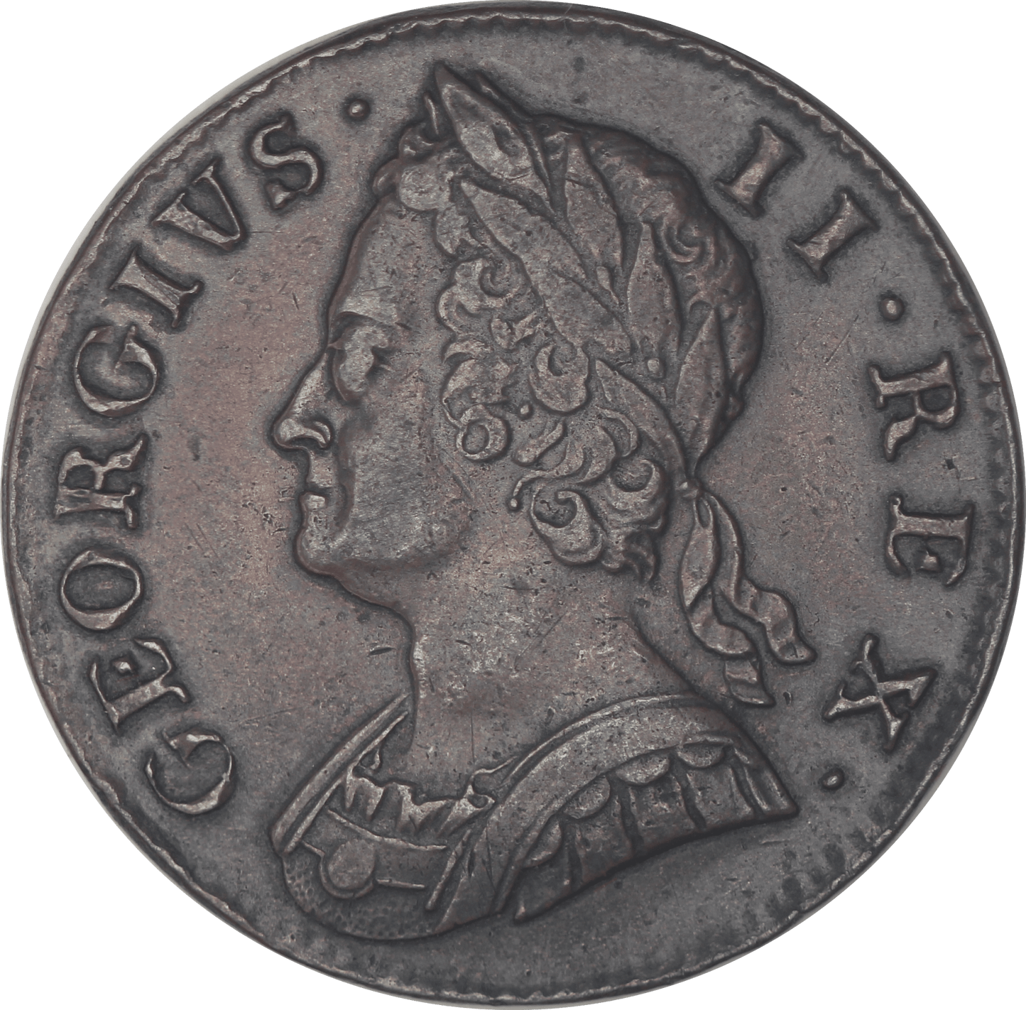 1751 King George II Halfpenny - EF - SPINK 3719