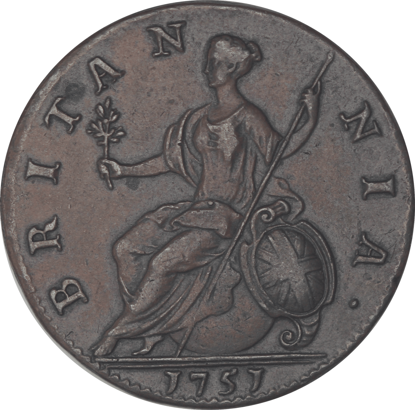 1751 King George II Halfpenny - EF - SPINK 3719