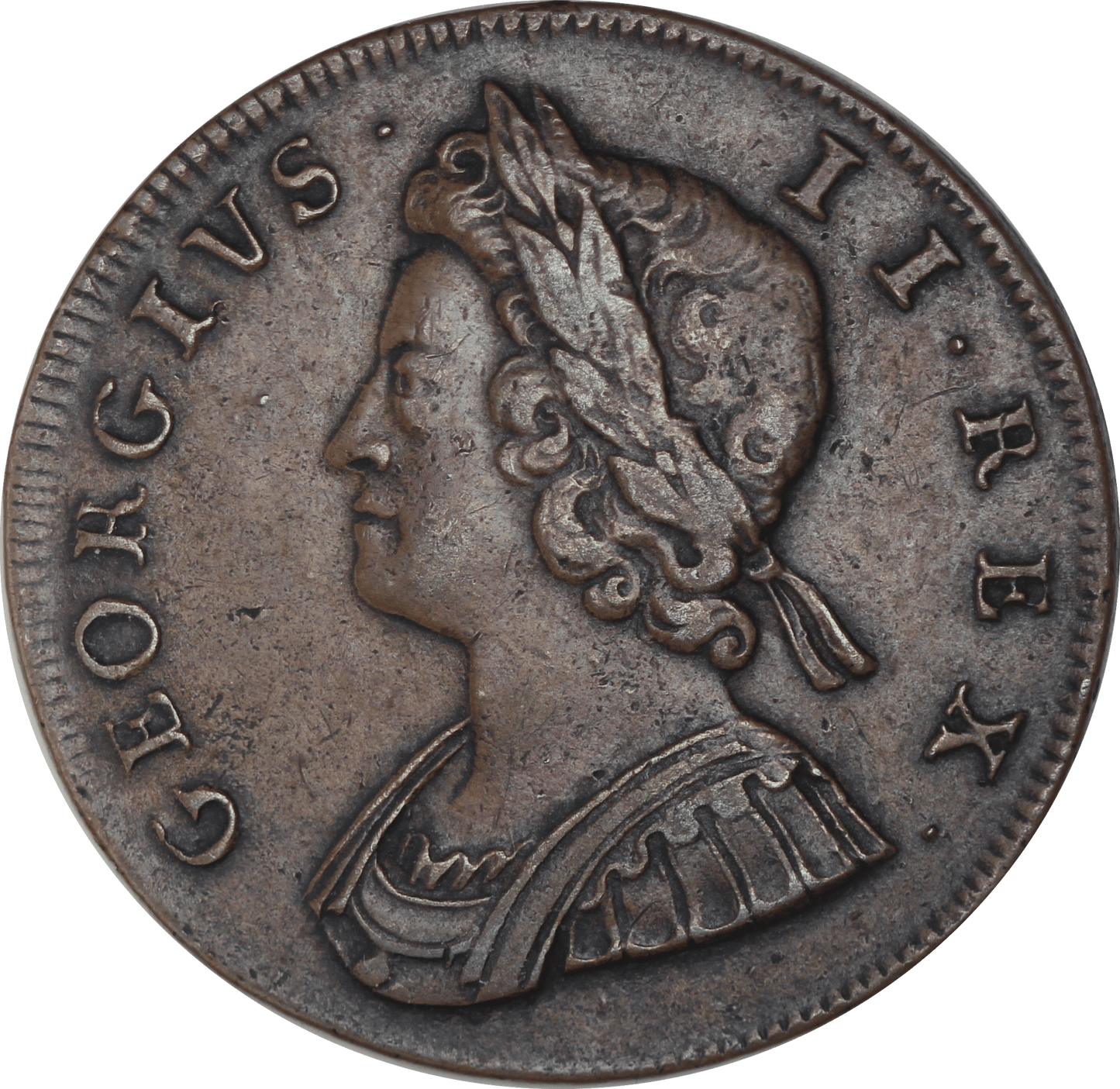 1730 King George II Halfpenny - EF - SPINK 3717