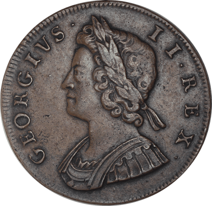 1730 King George II Halfpenny - EF - SPINK 3717