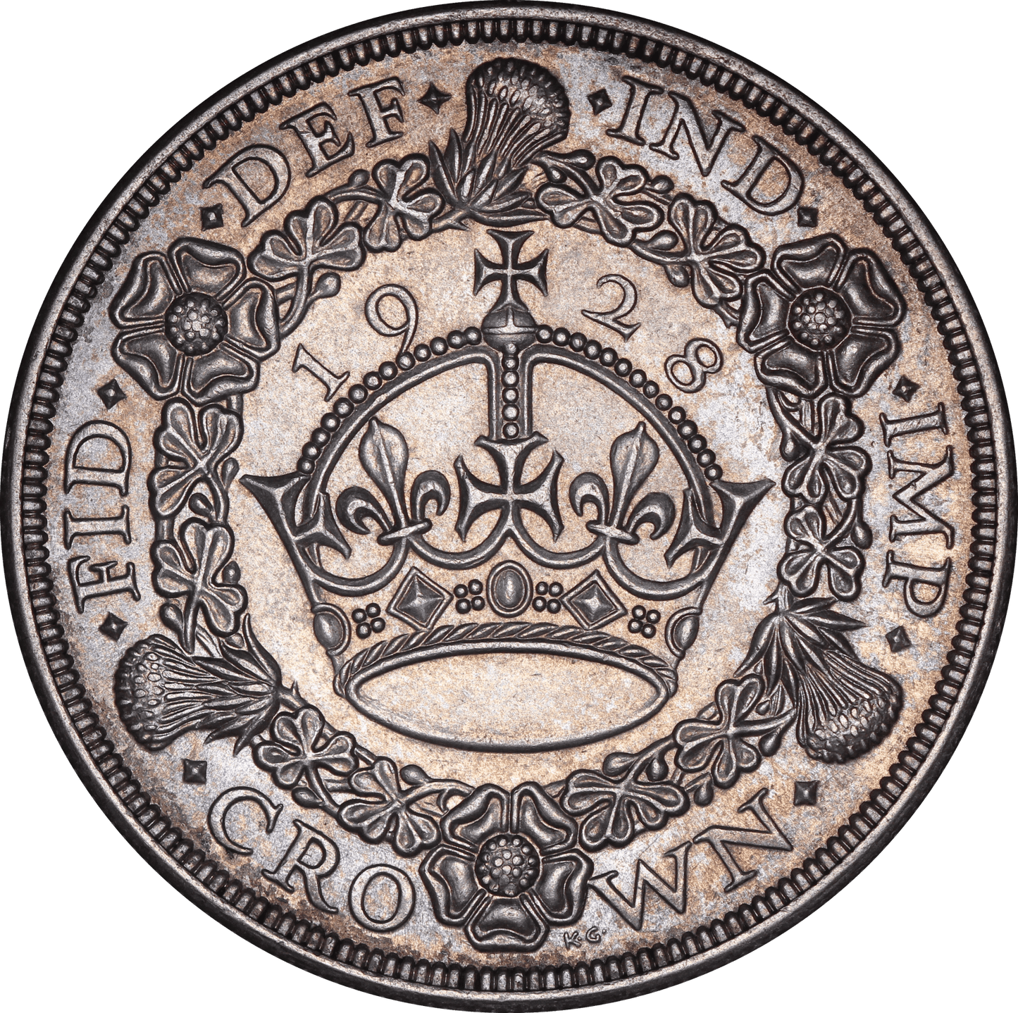1928 King George V Wreath Crown - AUNC - S.4036
