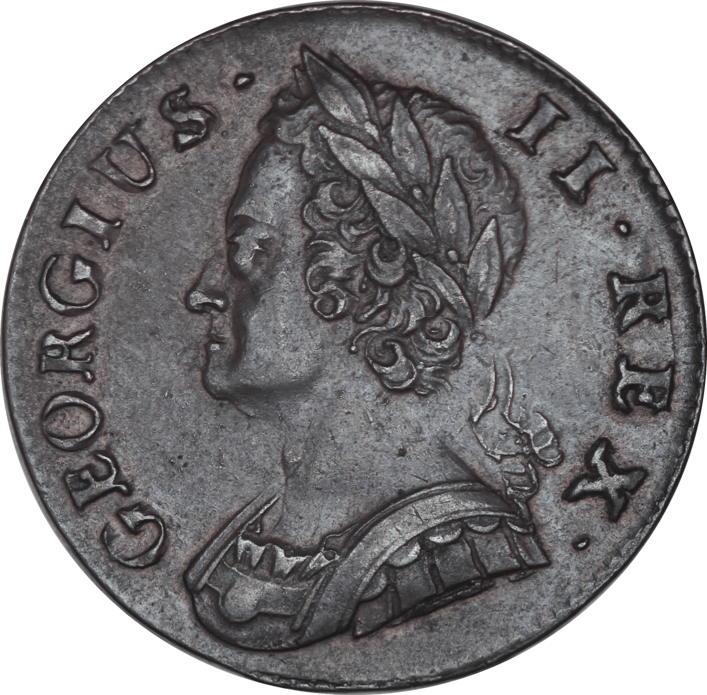 1744 King George II Halfpenny - VF - SPINK 3718