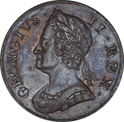 1753 King George II Halfpenny - EF - SPINK 3719