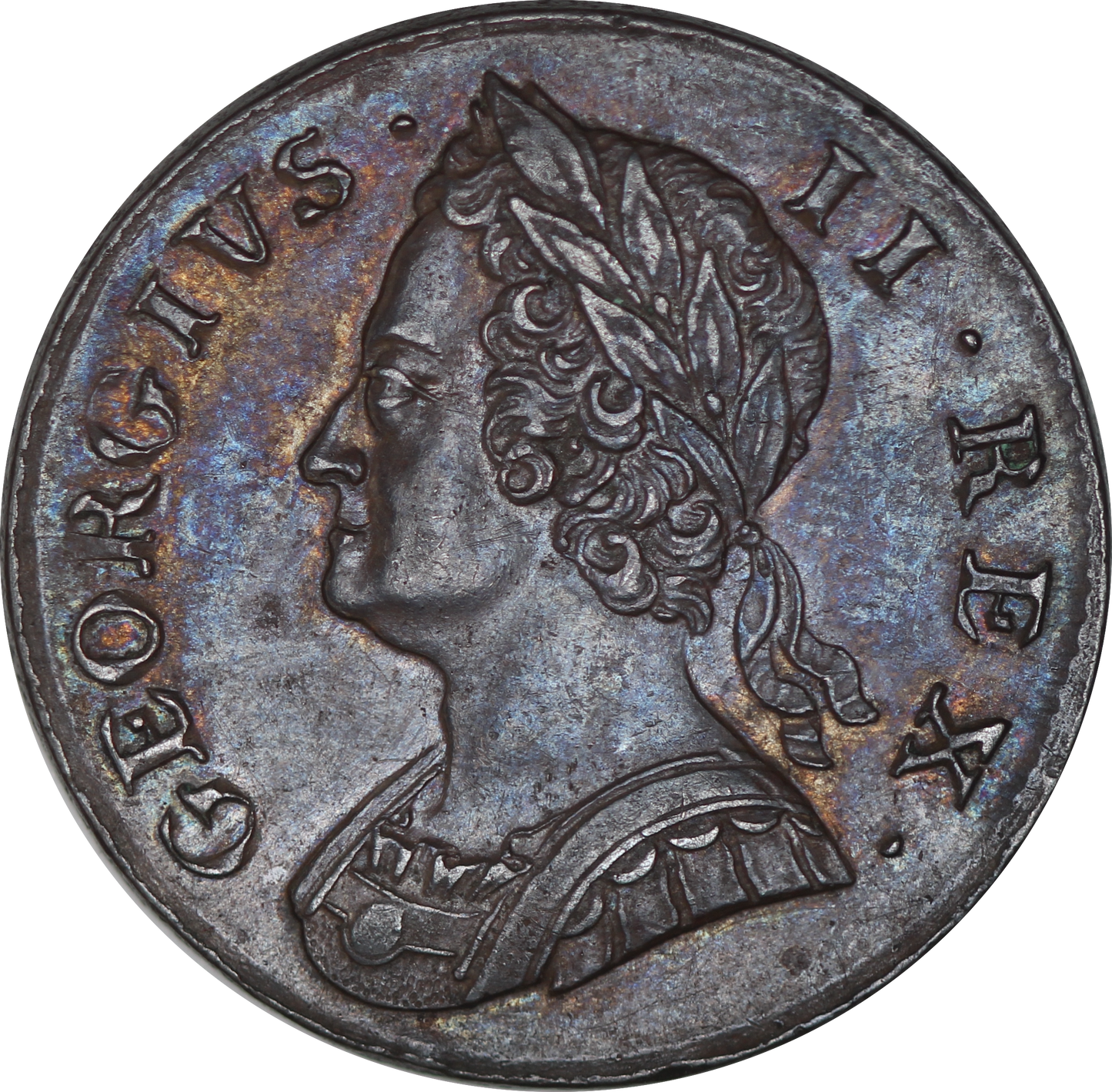 1753 King George II Halfpenny - EF - SPINK 3719