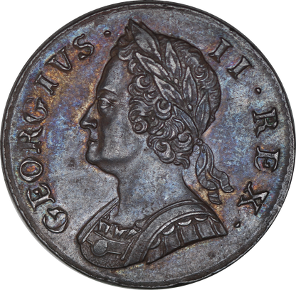 1753 King George II Halfpenny - EF - SPINK 3719