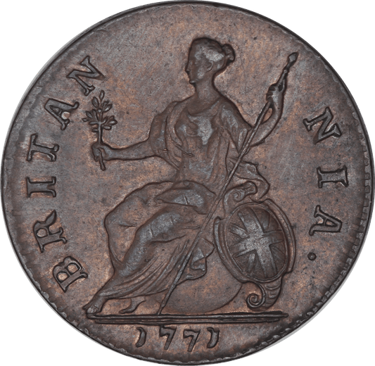 1771 King George III Halfpenny - EF - SPINK 3774