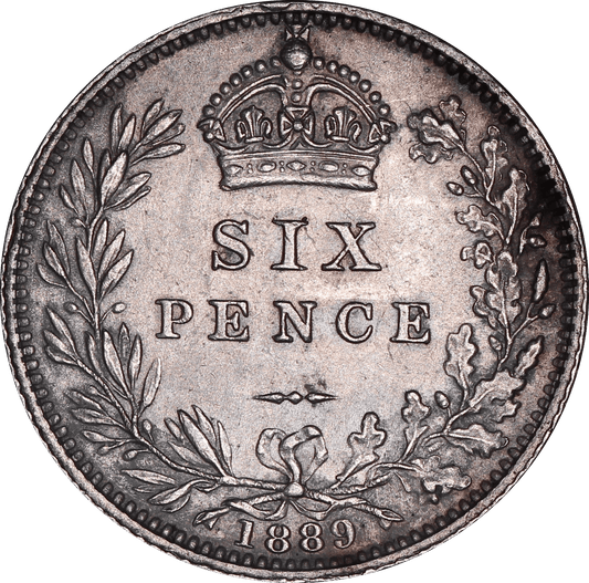 1889 Queen Victoria Sixpence - EF - SPINK 3929 Dies 1+A