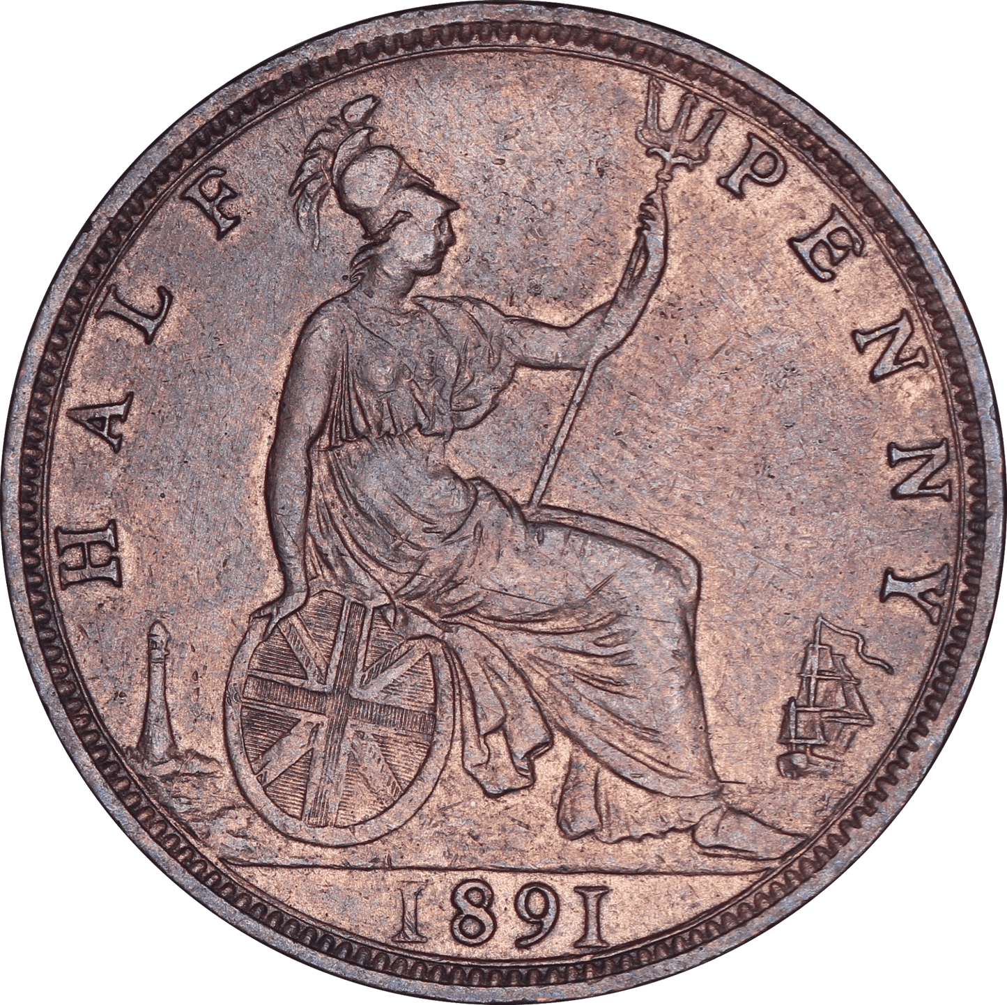 1891 Queen Victoria Halfpenny - VF - SPINK 3956