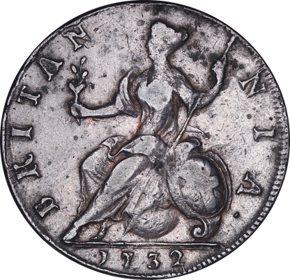 1732 King George II Halfpenny - F - SPINK 3717