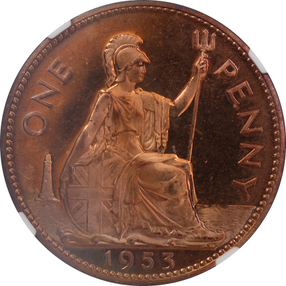 1953 Queen Elizabeth II Proof Penny - PF 64 RB - S.4154